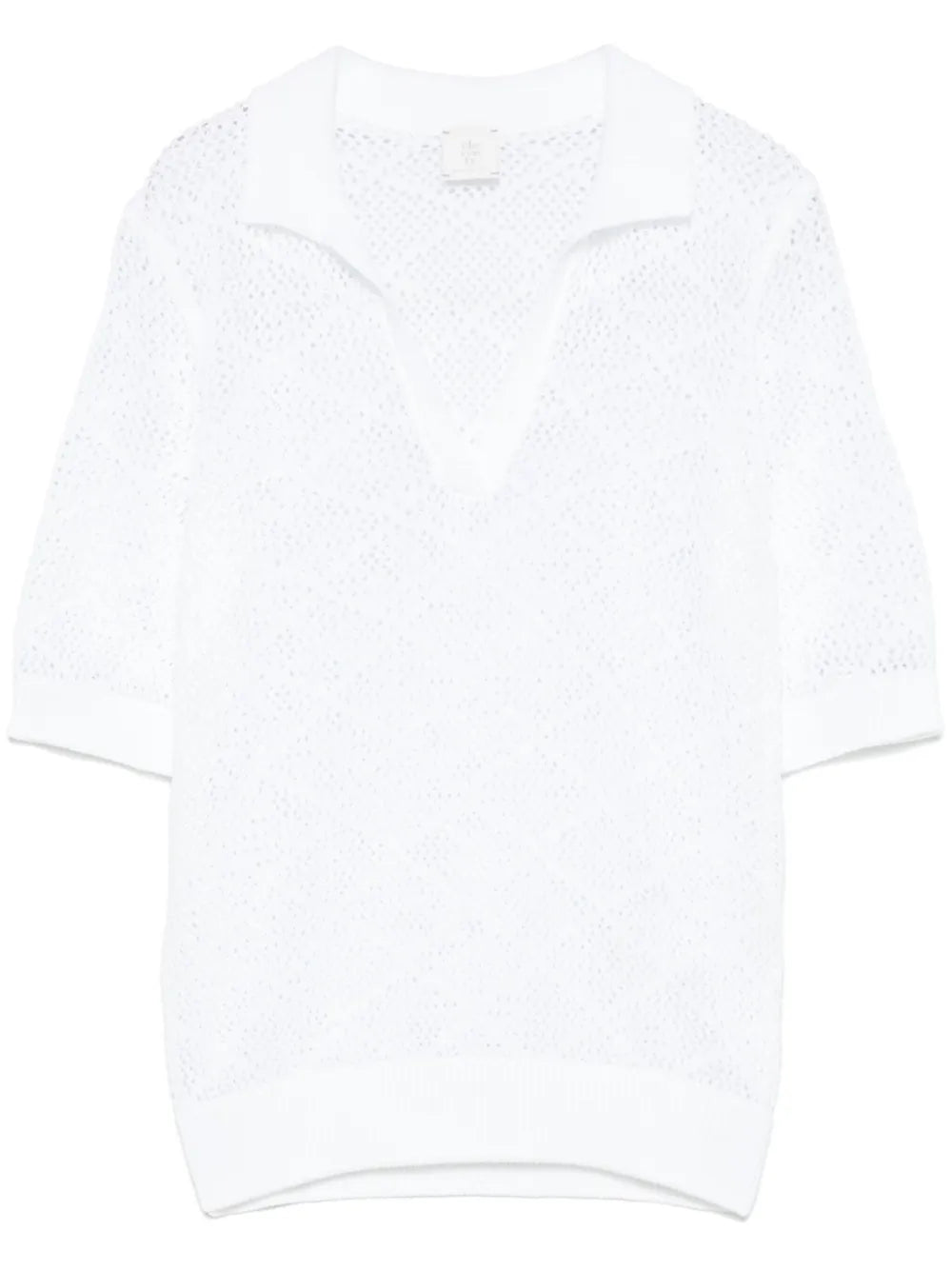 Open-Knit Polo Top