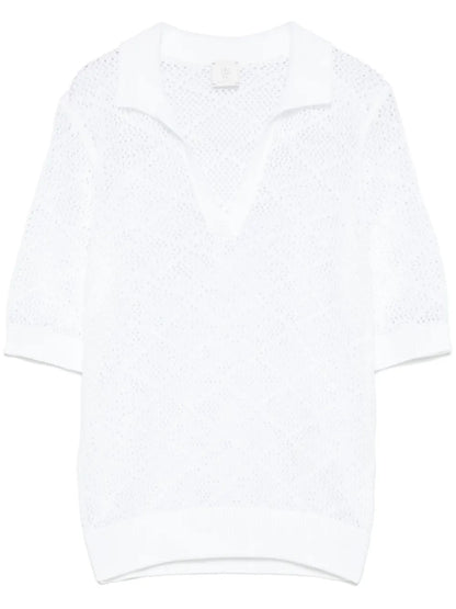 Open-Knit Polo Top