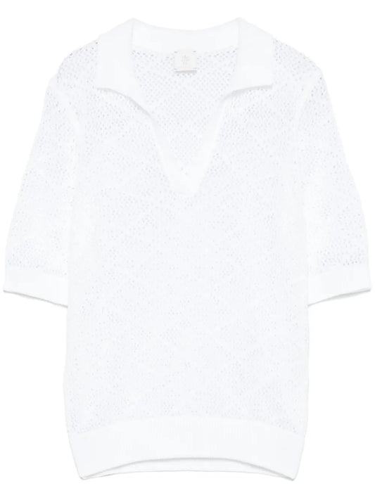 Open-Knit Polo Top