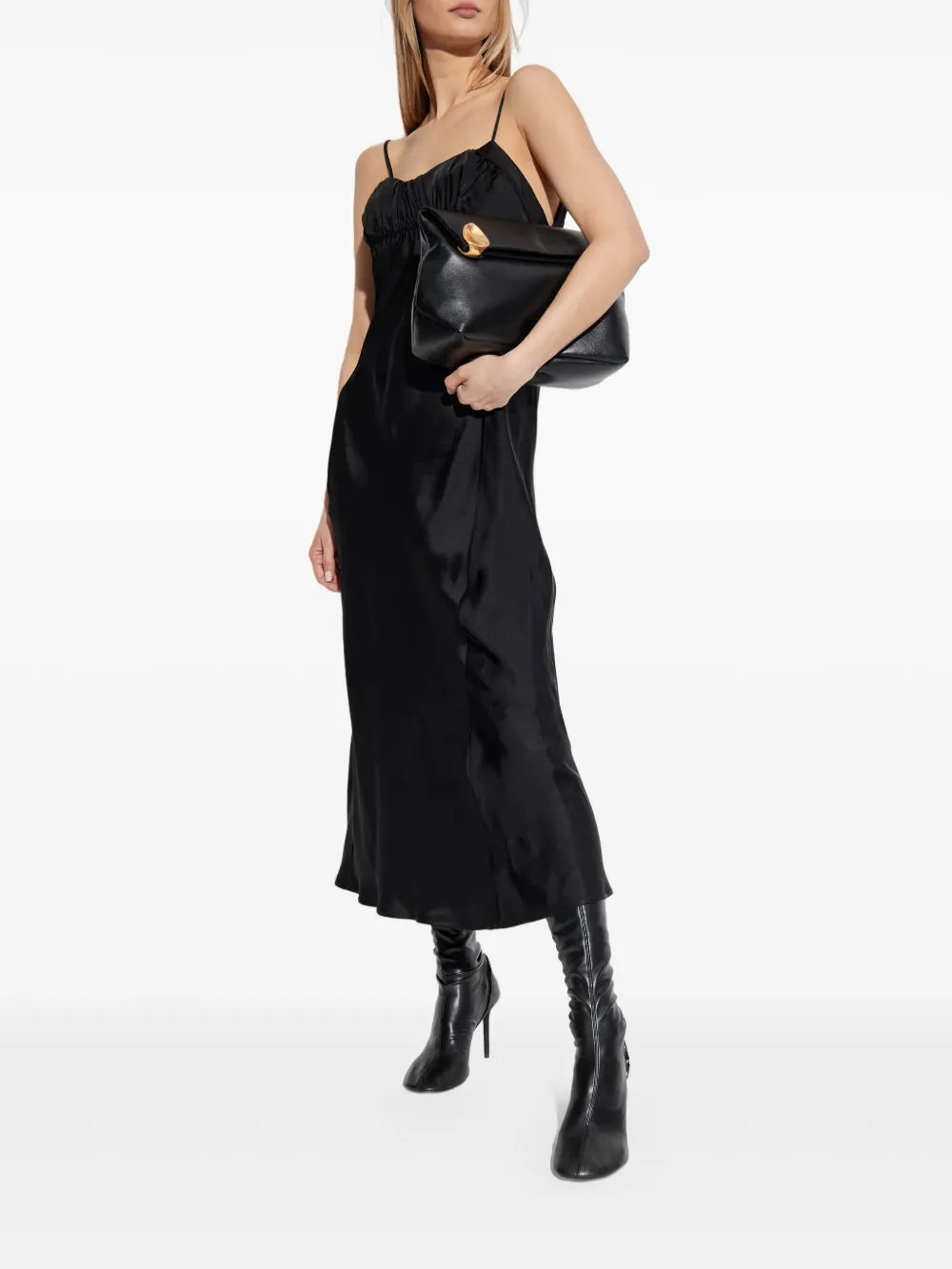 Gathered-Bustier Midi Dress