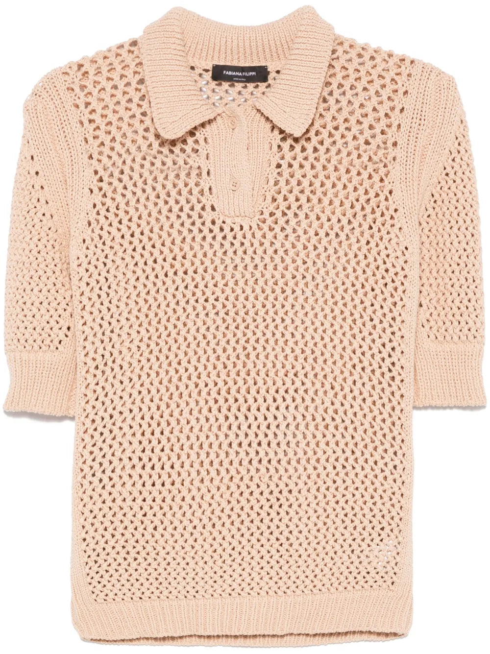 Open-Knit Polo Top