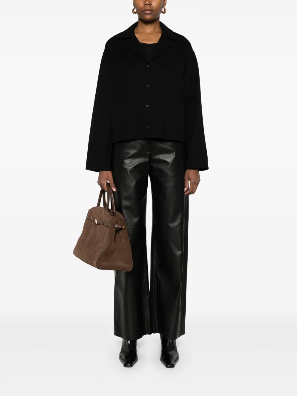 Wide-Leg Leather Trousers