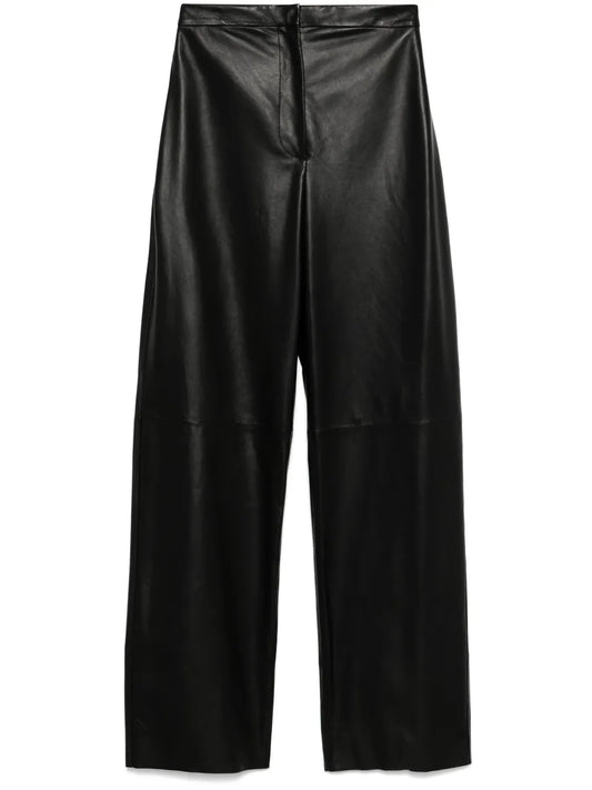 Wide-Leg Leather Trousers