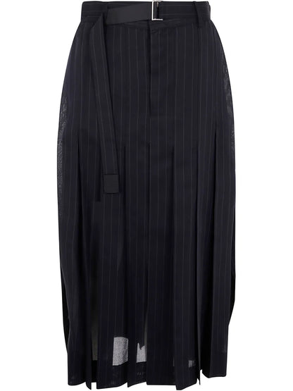 Pinstriped Midi Skirt