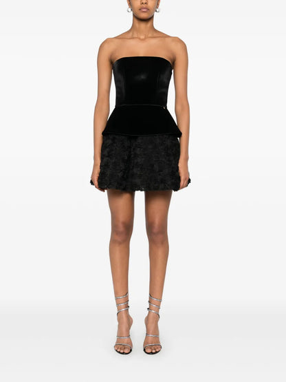 Floral-Appliqué Mini Dress