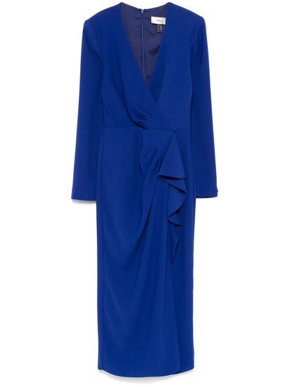 V-Neck Crepe Midi Dress