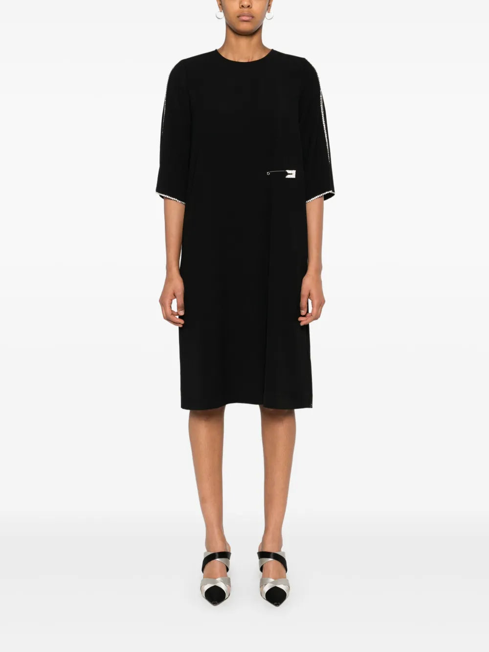 Crystal-Detail Midi Dress