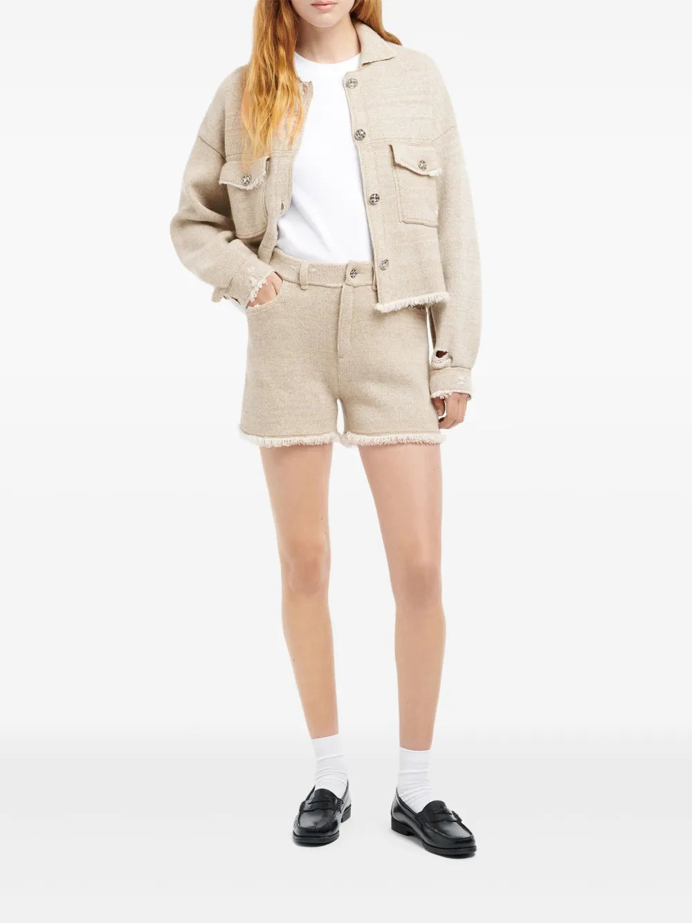 Fine-Knit Fringe-Detail Shorts