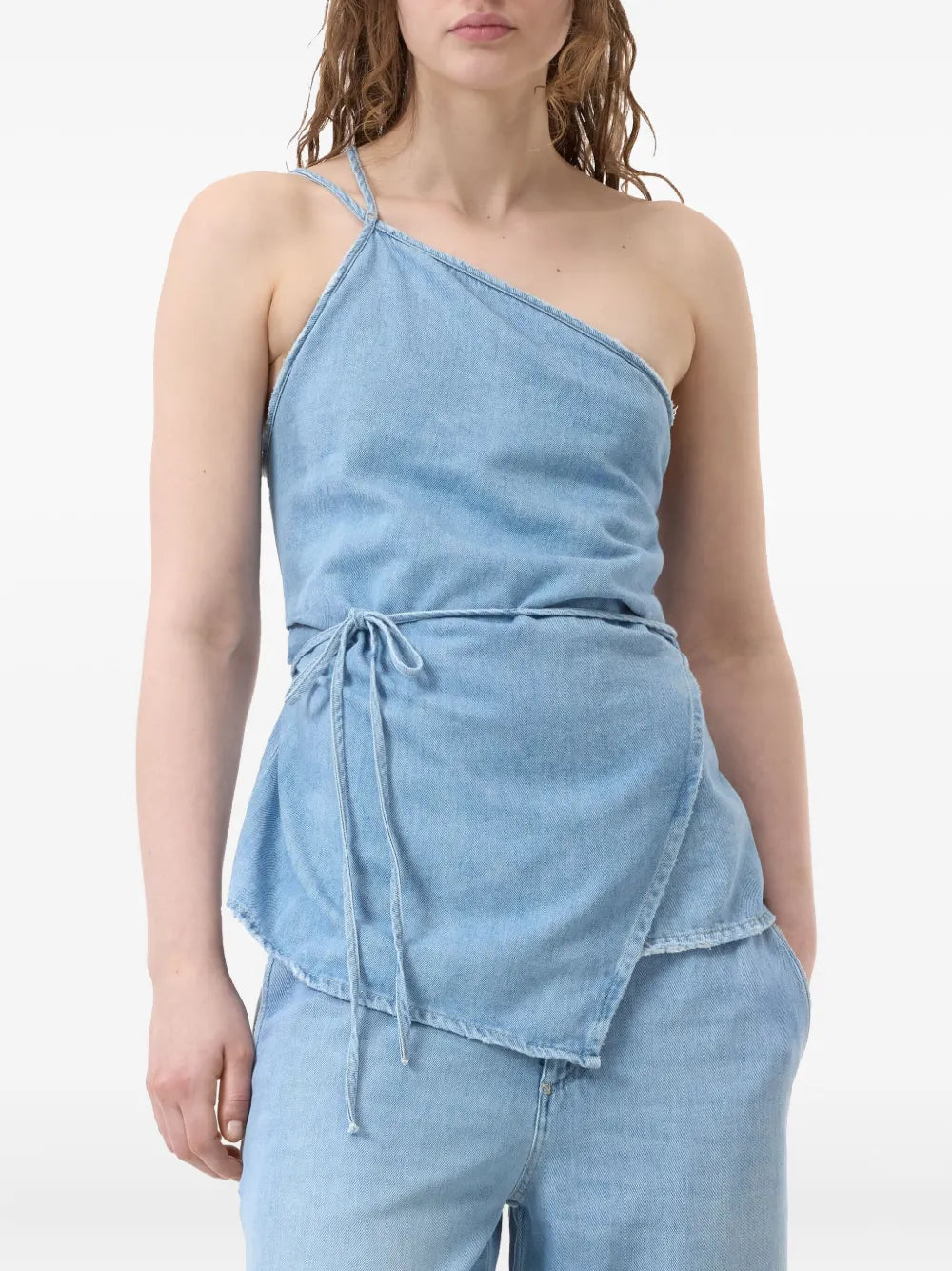 Wrap-Design Denim Top