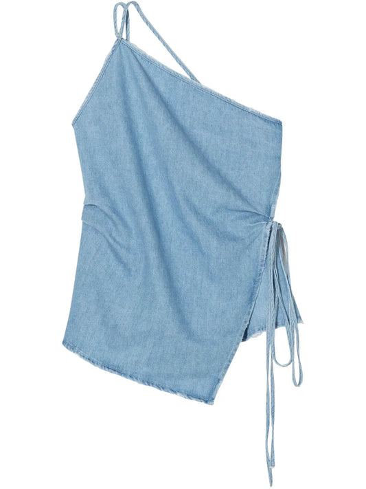 Wrap-Design Denim Top