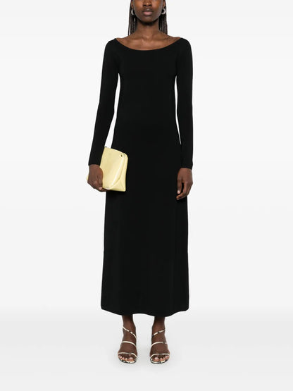 Off-Shoulder Knitted Midi Dress