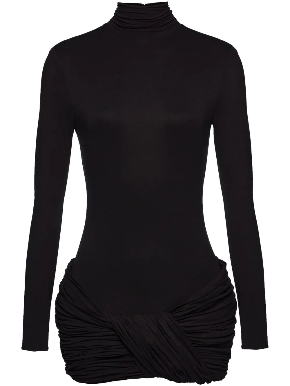 Ruched-Detail Long-Sleeve Dress