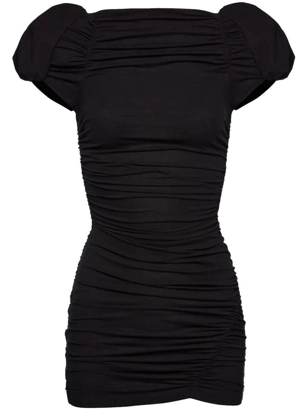 Ruched-Shoulder Mini Dress