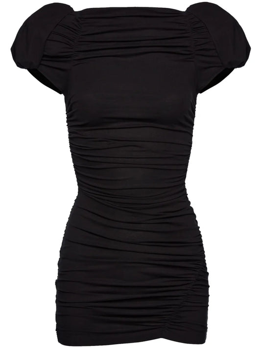 Ruched-Shoulder Mini Dress