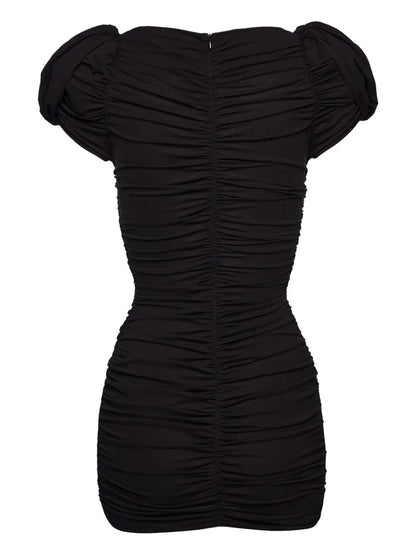 Ruched-Shoulder Mini Dress