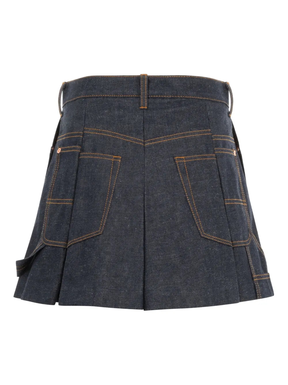 Pleated Denim Shorts