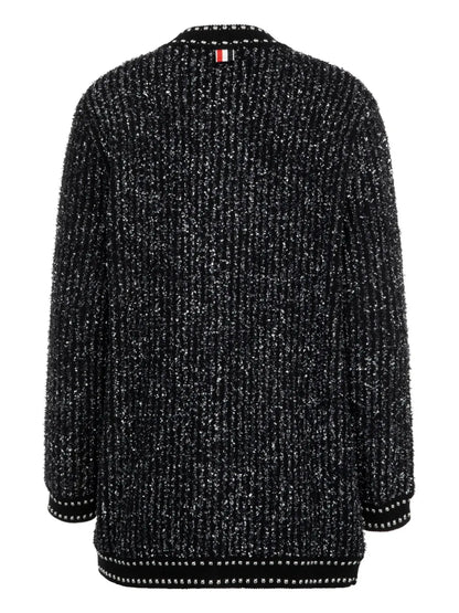 Tweed-Detail Open Cardigan