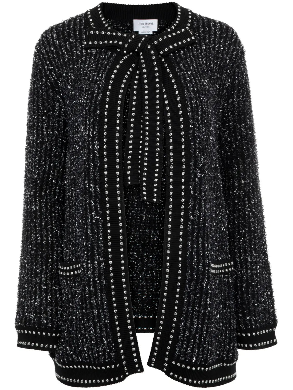 Tweed-Detail Open Cardigan