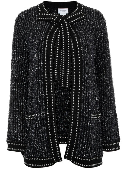 Tweed-Detail Open Cardigan