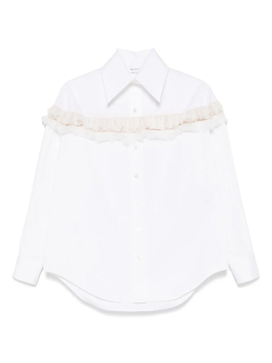 Slashed Creponne-Detail Shirt