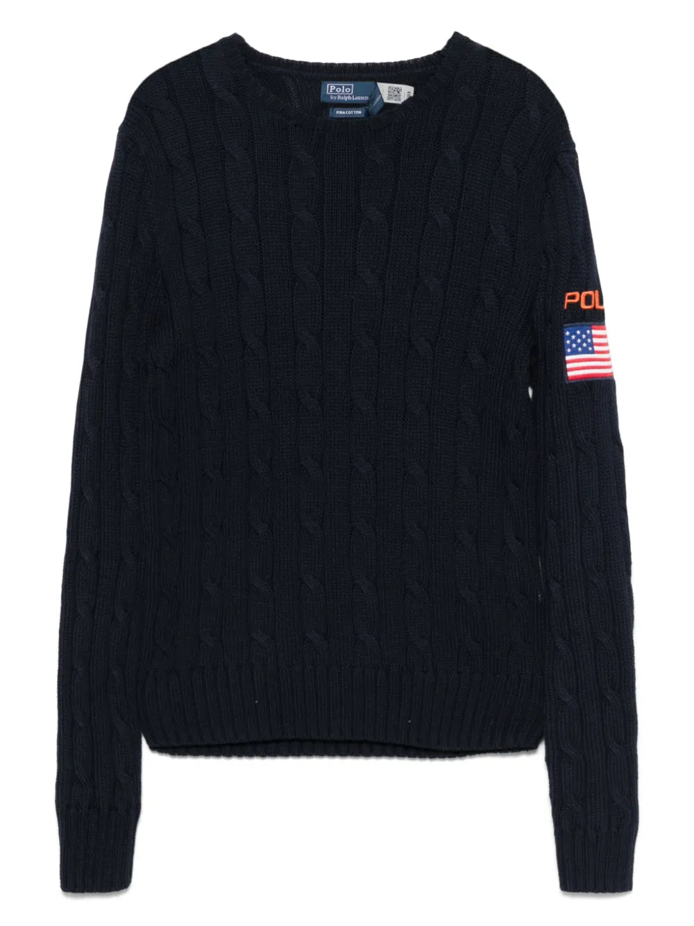 Flag-Patch Cable-Knit Sweater