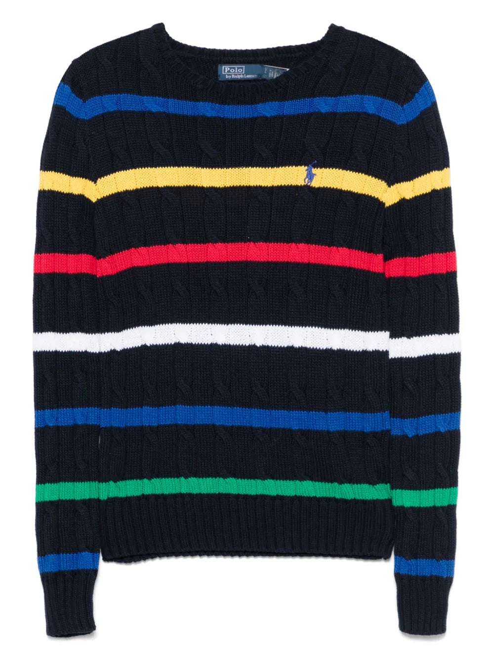 Striped Cable-Knit Sweater