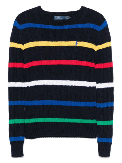 Striped Cable-Knit Sweater