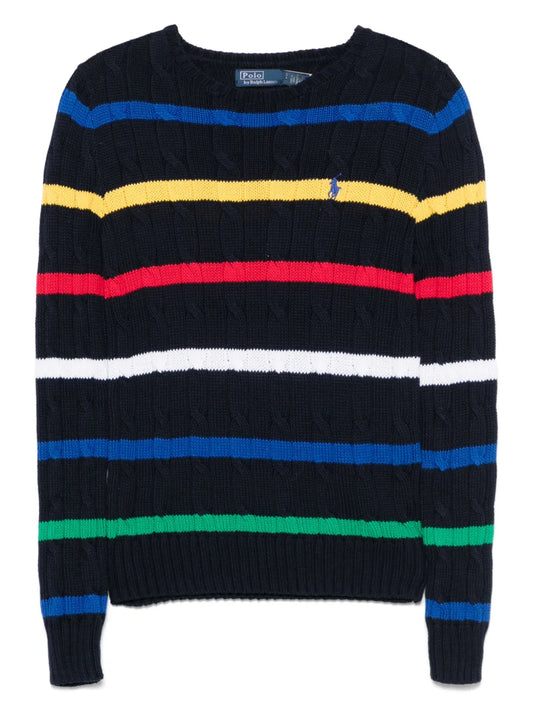 Striped Cable-Knit Sweater