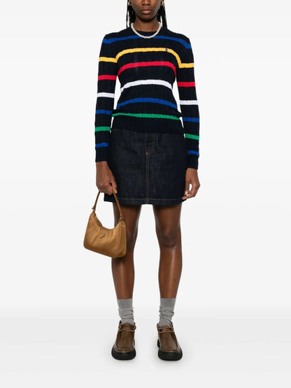 Striped Cable-Knit Sweater