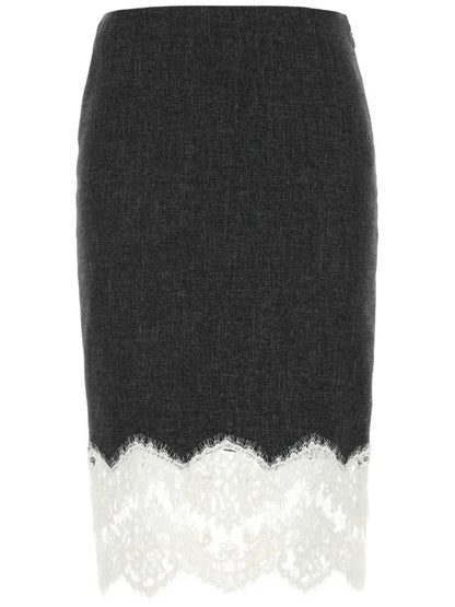 Lace-Trim Midi Skirt