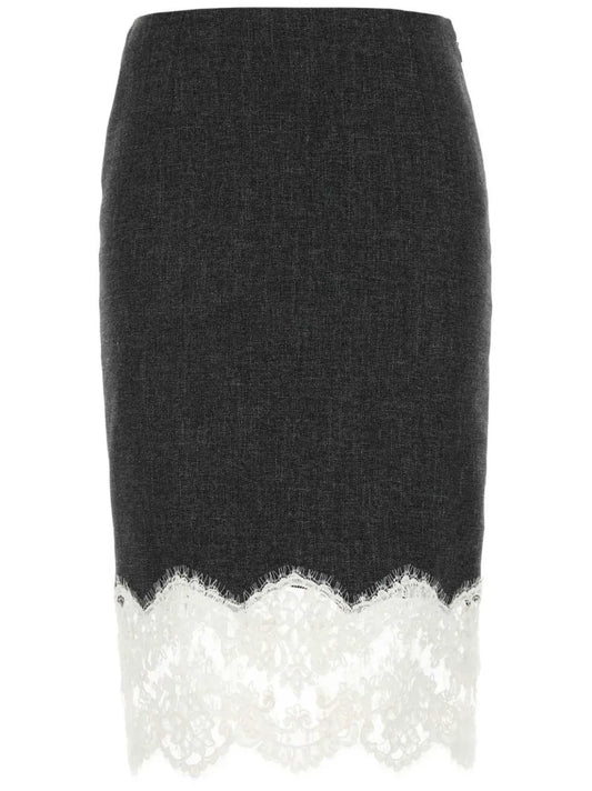 Lace-Trim Midi Skirt