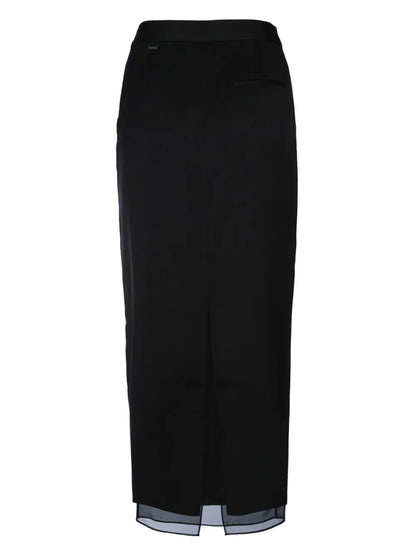 Sheer-Panel Maxi Skirt