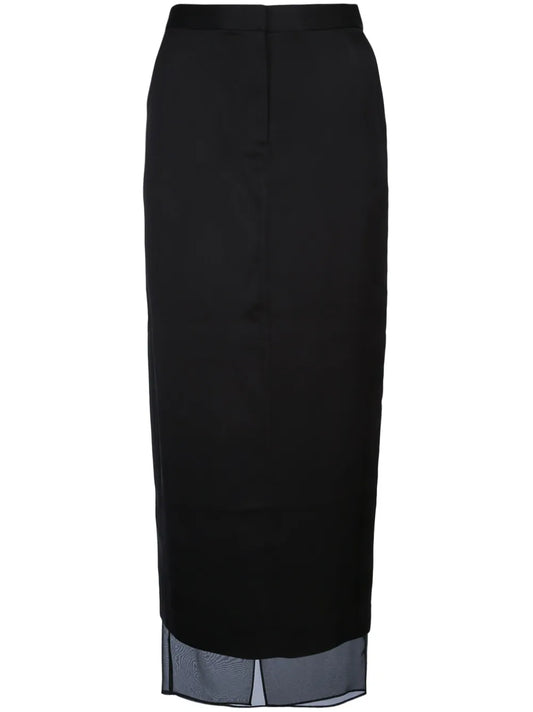 Sheer-Panel Maxi Skirt