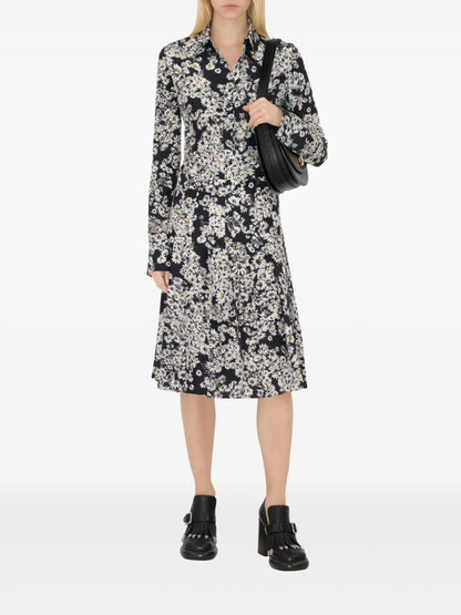 Pleated Floral-Print Skirt