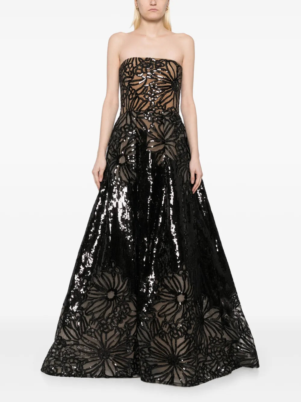 Sequin-Embroidered Gown