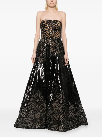Sequin-Embroidered Gown