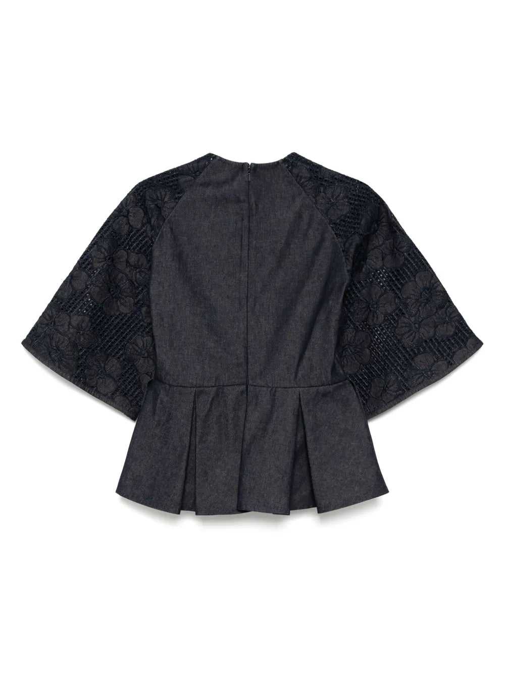 Denim Embroidered Top