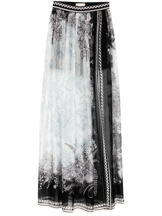 Printed Chiffon Long Skirt