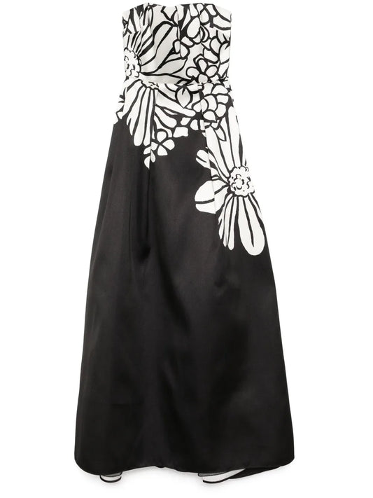 Floral-Print Gown