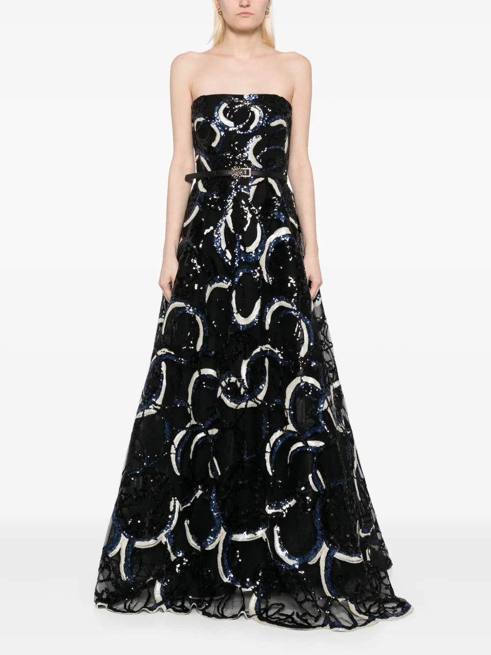 Embroidered Strapless Gown