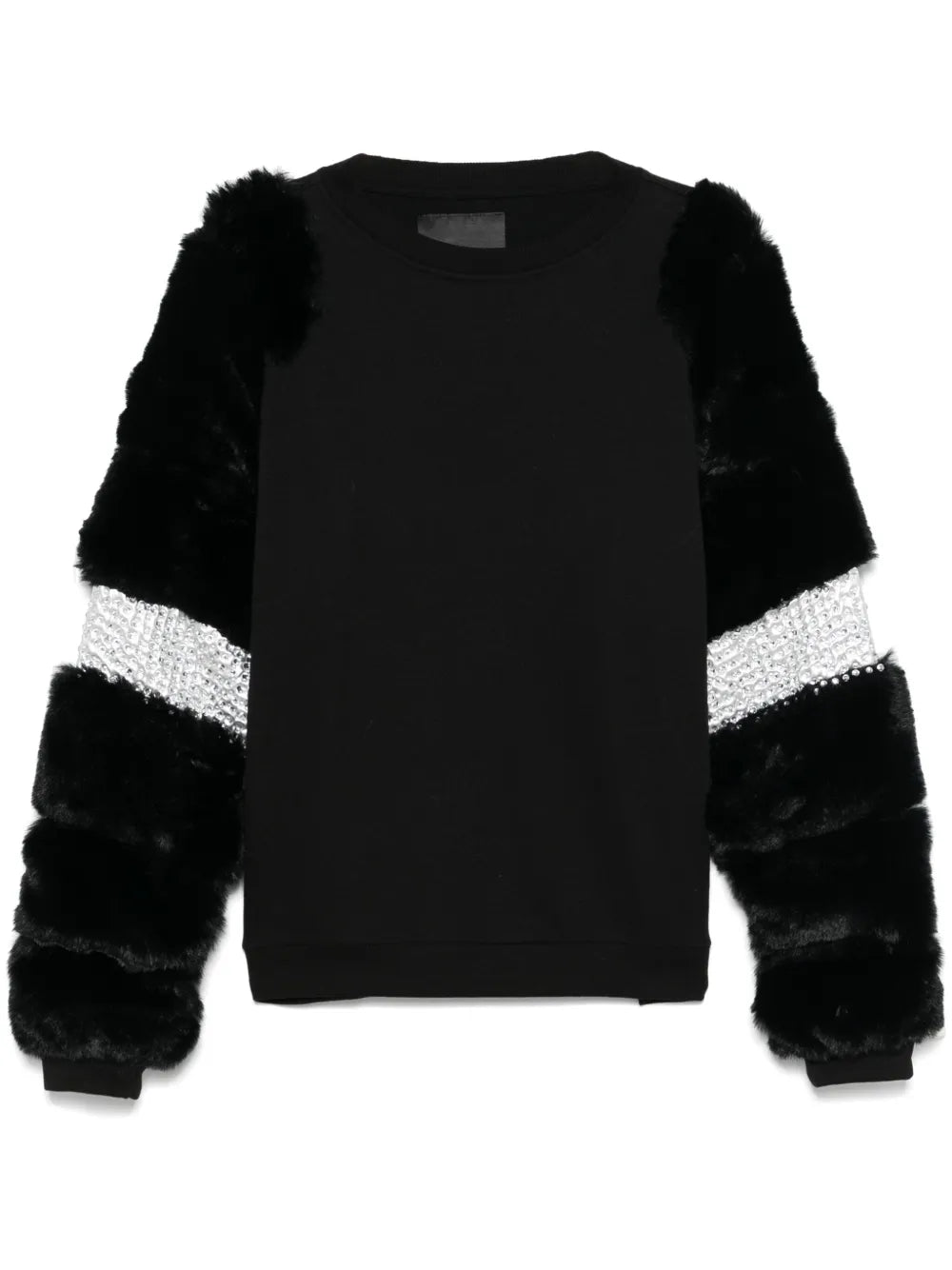 Faux Fur-Sleeves Sweatshirt