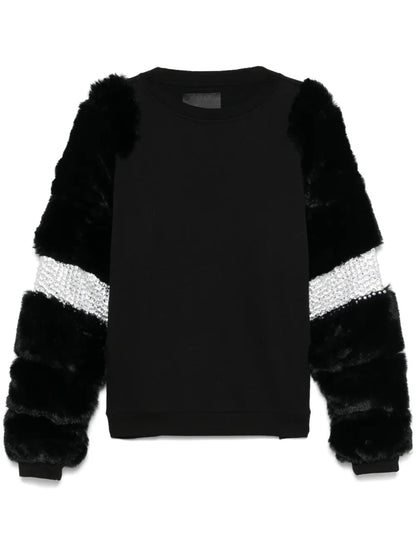 Faux Fur-Sleeves Sweatshirt