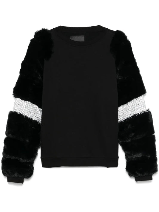 Faux Fur-Sleeves Sweatshirt