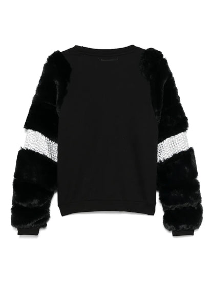 Faux Fur-Sleeves Sweatshirt