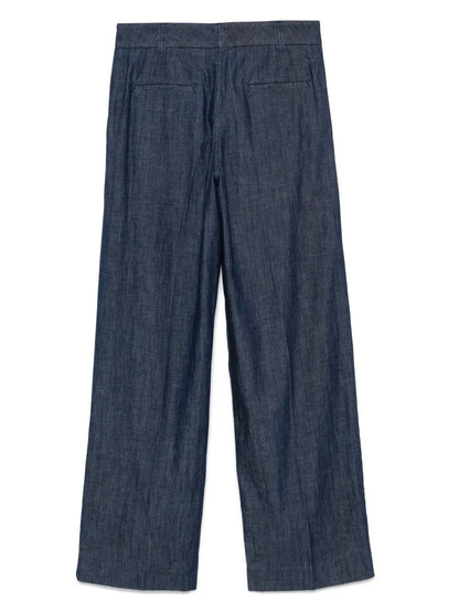 Chambray Wide-Leg Jeans