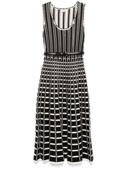 Micro-Ruffles Detailed Midi Dress