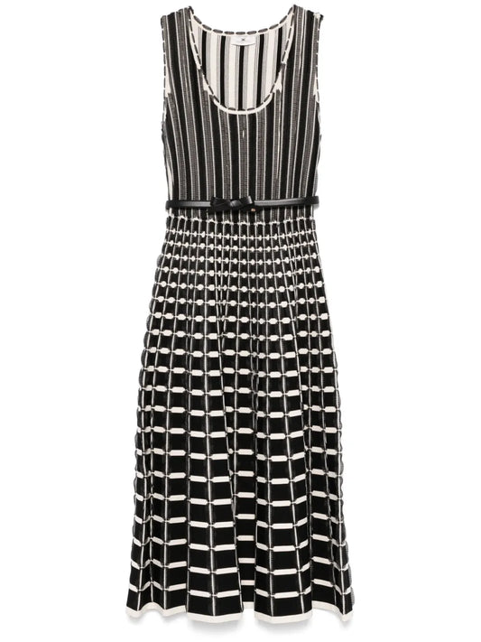 Micro-Ruffles Detailed Midi Dress