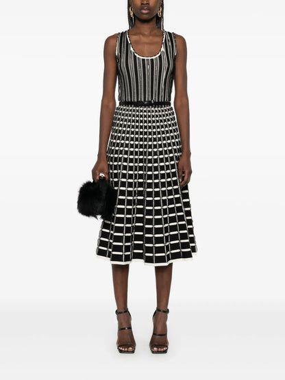 Micro-Ruffles Detailed Midi Dress