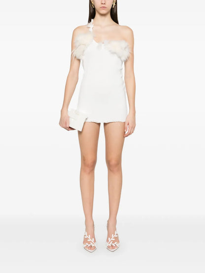 Faux-Fur Detailed Mini Dress