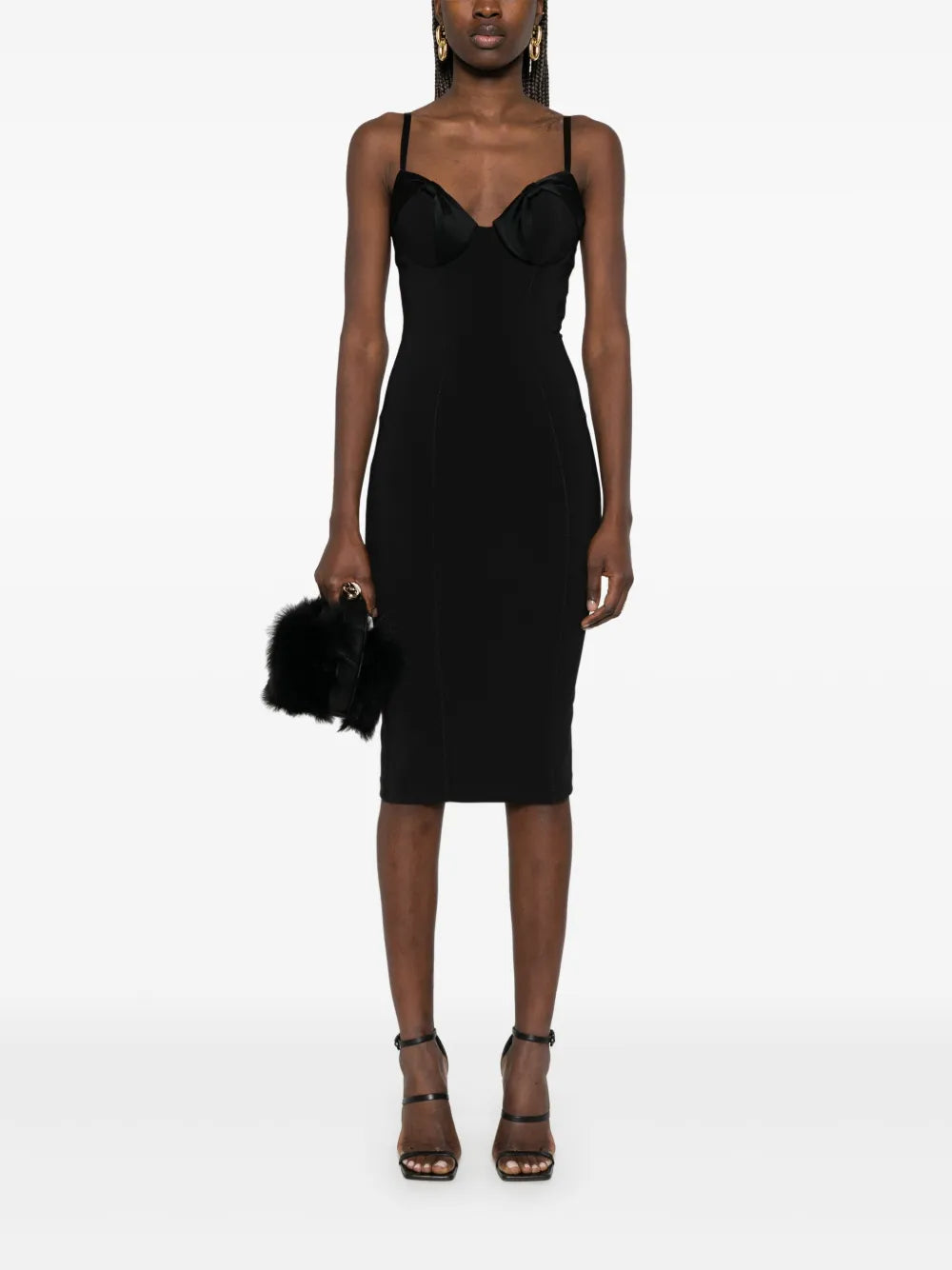 Satin-Bows Crepe Mini Dress